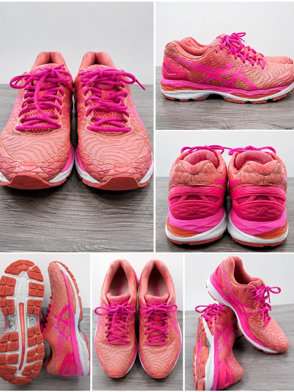 ASICS Women's Pink Running Shoes - Bright Pink Lace-Up Sneakers Size9.5